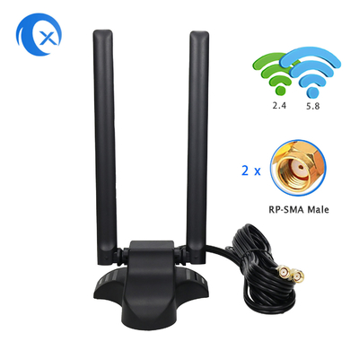Двухдиапазонные 2,4 ГГц 5 ГГц RP-SMA Wi-Fi антенны с 6,5 футовым расширительным кабелем для ПК