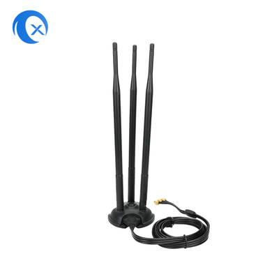 2.4G / 5G Трипл 7dBi Антенна Wi-Fi Bluetooth беспроводной расширитель Магнитный монтаж Антенна с RP-SMA мужской разъединитель