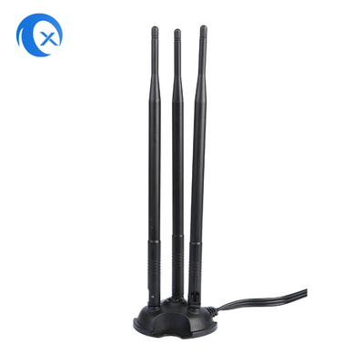 2.4G / 5G Трипл 7dBi Антенна Wi-Fi Bluetooth беспроводной расширитель Магнитный монтаж Антенна с RP-SMA мужской разъединитель