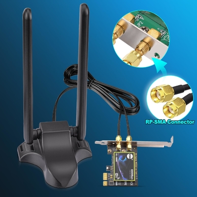 WiFi 6E Антенна Трехдиапазонная 2,4 ГГц 5 ГГц 6 ГГц Магнитная база WiFi Антенны RP-SMA Коннектор для ПК настольный беспроводной маршрутизатор